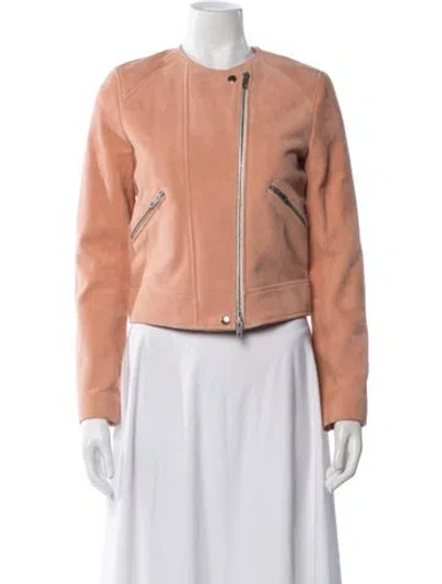 Pre-owned Rag & Bone Goat Leather Biker Jacket In Pink