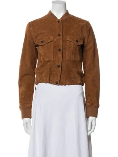 Pre-owned Rag & Bone Goat Leather Bomber Jacket In Brown