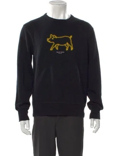 Pre-owned Rag & Bone Graphic Print Crew Neck Pullover In Black