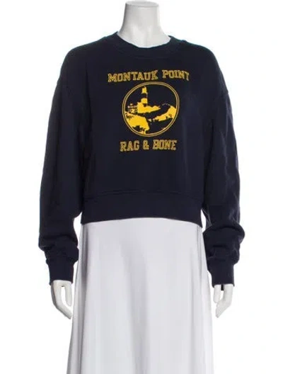 Pre-owned Rag & Bone Graphic Print Crew Neck Sweater In Blue