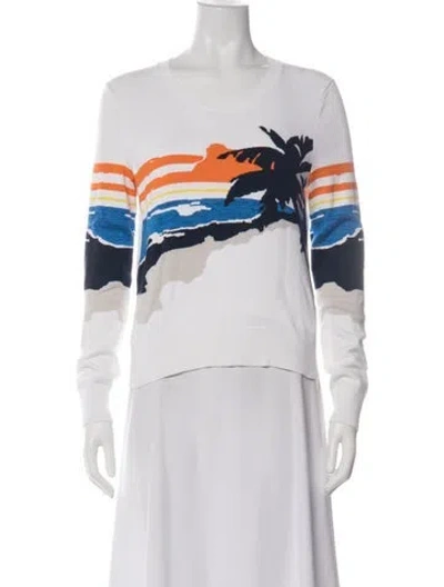 Pre-owned Rag & Bone Graphic Print Crew Neck Sweater In Blue
