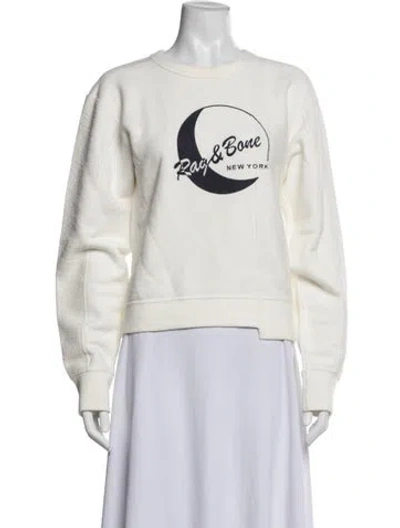 Pre-owned Rag & Bone Graphic Print Crew Neck Sweater In White
