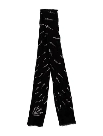 Pre-owned Rag & Bone Graphic Print Scarf In Black
