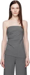 Rag & Bone Gray Irina Strapless Ponte Blouse In Charcoal