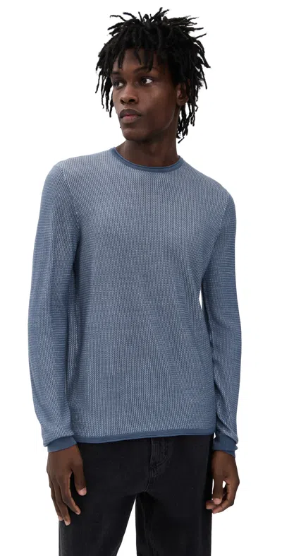 Rag & Bone Gregory Merino Long Sleeve Crew Lblue In Gray