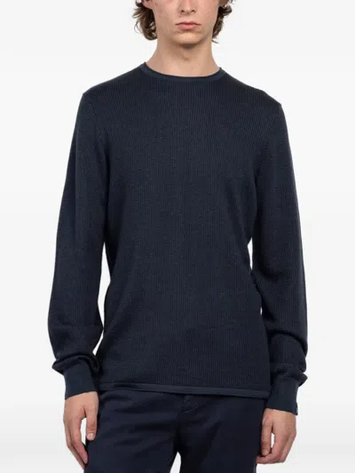 Rag & Bone Gregory Waffle-knit Sweater In Blue