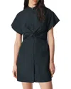 Rag & Bone Gretchen Twist-front Poplin Shirtdress In Black