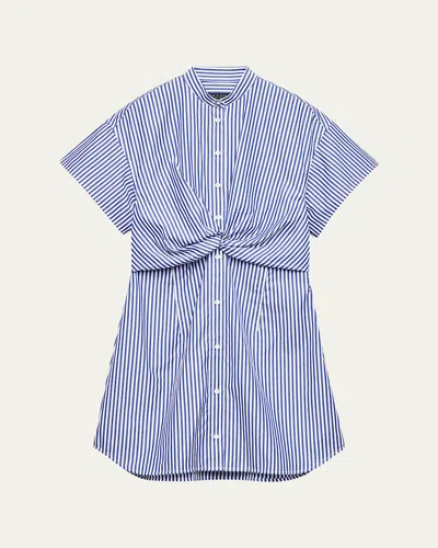 Rag & Bone Gretchen Stripe Twist-front Dress In Blue