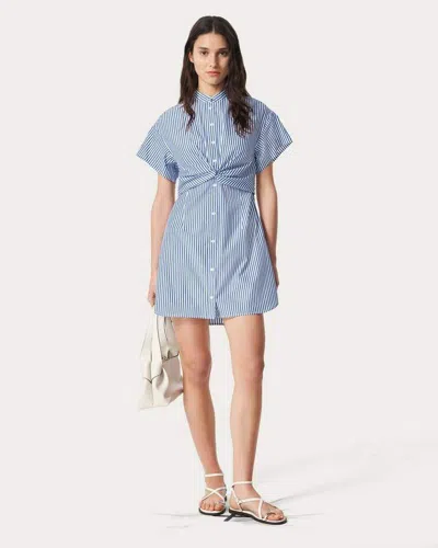 Rag & Bone Gretchen Stripe Poplin Dress In Navy Stripe