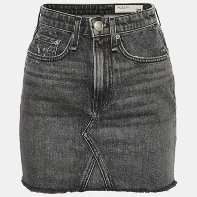 Rag & Bone Grey Denim Mini Skirt S/waist In Gray