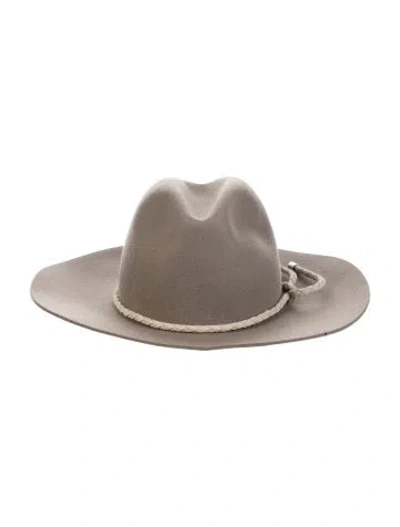 Pre-owned Rag & Bone Grey Fedora Hat Braided Accent  W/tags In Gray