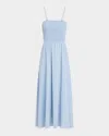 Rag & Bone Womens Ltblu Hallie Cotton-poplin Midi Dress In Blue