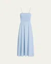 Rag & Bone Womens Ltblu Hallie Cotton-poplin Midi Dress In Blue