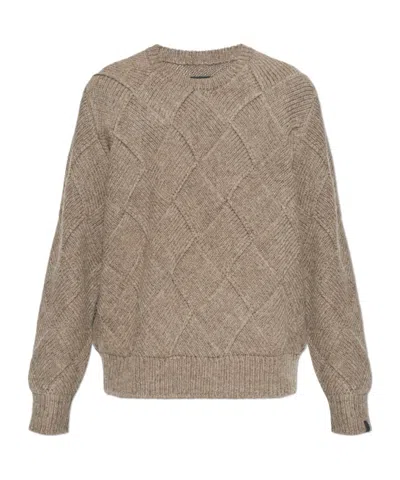 Rag & Bone Hand-knit Entrelac Wool Sweater In Brown