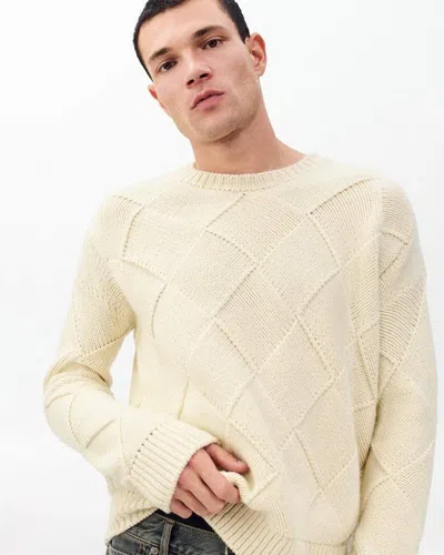 Rag & Bone Hand-knit Entrelac Wool Sweater In White