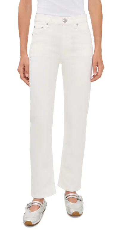 Rag & Bone Harlow Ankle Straight Jeans White In Neutral
