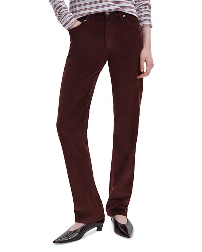 Rag & Bone Harlow Corduroy High Rise Slim Straight Jeans In Dark Burgundy In Brown