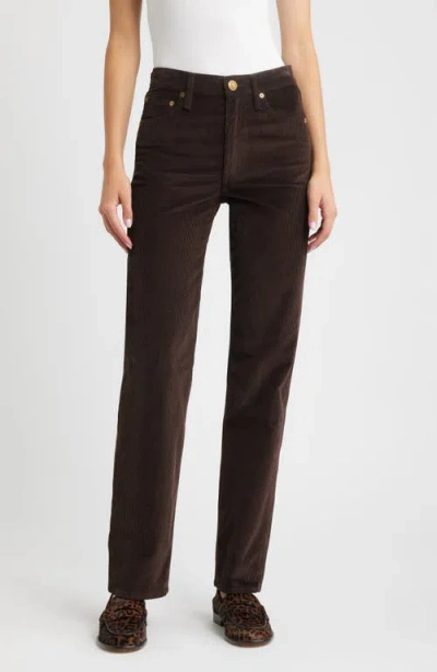 Rag & Bone Harlow Corduroy Straight Leg Pants In Brown