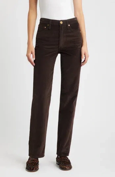 Rag & Bone Harlow Corduroy Straight Leg Pants In Brown