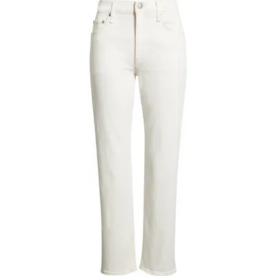 Rag & Bone Harlow Fray Hem High Waist Ankle Straight Leg Jeans In Neutral