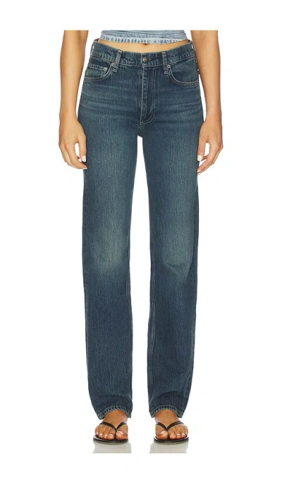 Rag & Bone Harlow Full Length Straight Jeans In Blue
