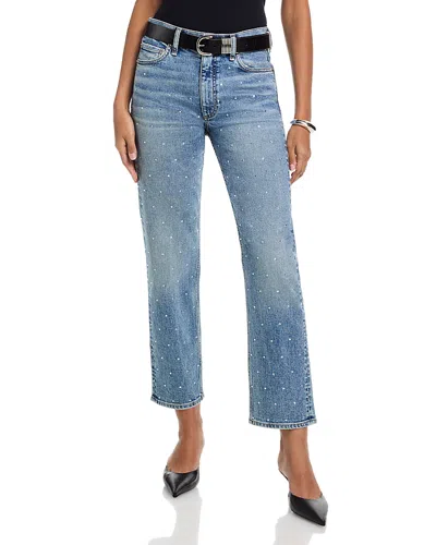 Rag & Bone Harlow High Rise Ankle Straight Jeans In Orian Jewel In Blue