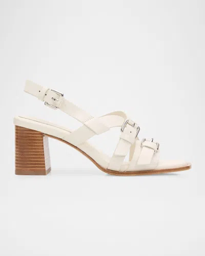 Rag & Bone Harlow Leather Mid-heel Slingback Sandals In White
