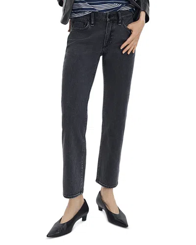 Rag & Bone Harlow Low Rise Ankle Straight Jeans In Angela In Black