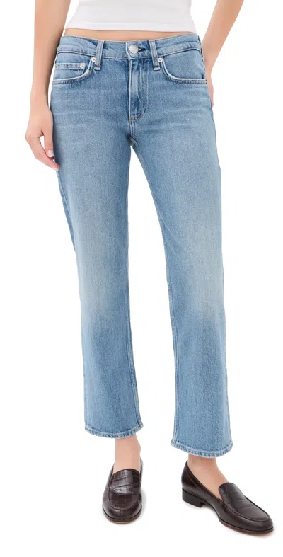 Rag & Bone Harlow Low Rise Ankle Straight Jeans Sherman In Blue