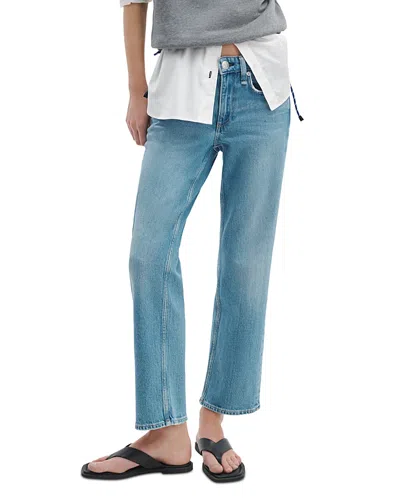 Rag & Bone Harlow Low Rise Ankle Straight Leg Jeans In Sherman In Blue