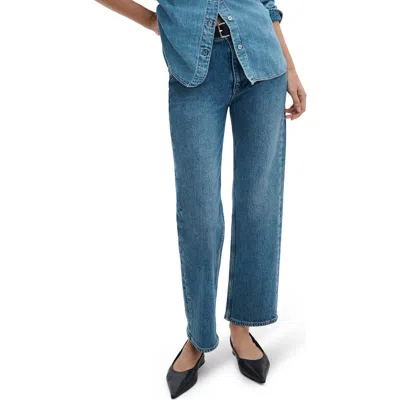 Rag & Bone Harlow Mid Rise Ankle Straight Leg Jeans In Blue