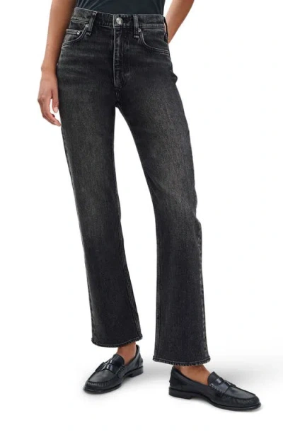 Rag & Bone Harlow Mid Rise Ankle Straight Leg Jeans In Black