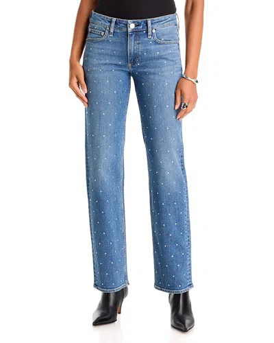 Rag & Bone Harlow Mid Rise Embellished Slim Straight Jeans In Milljewel In Blue