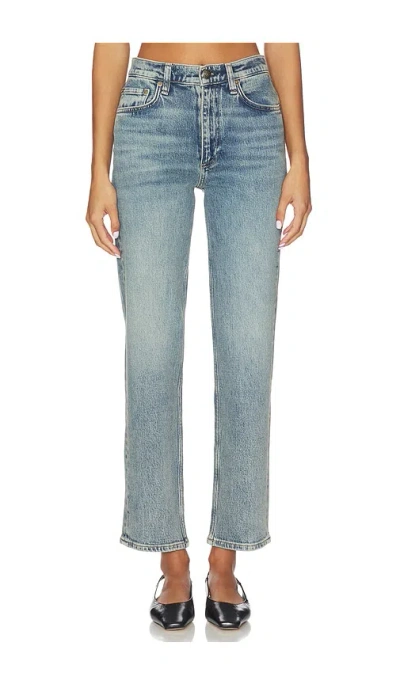 Rag & Bone Harlow Mid-rise Ankle Straight Jeans In Blue