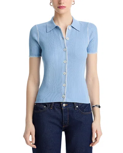Rag & Bone Harper Short Sleeve Cardigan In Blue