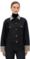 Rag & Bone Harriet Denim Trucker Jacket Twrco In Black