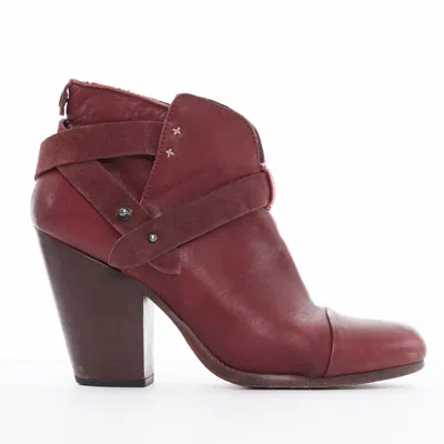 Rag & Bone Harrow Leather Ankle Boots In Red
