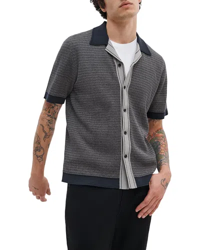 Rag & Bone Harvey Blocked Camp Collar Shirt In Blue