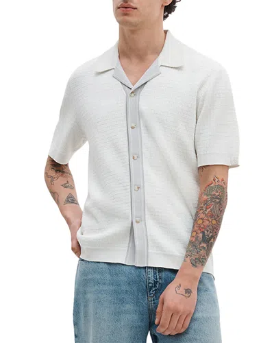 Rag & Bone Harvey Blocked Camp Collar Shirt In White
