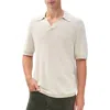 Rag & Bone Harvey Chevron Johnny Collar Polo In Neutral
