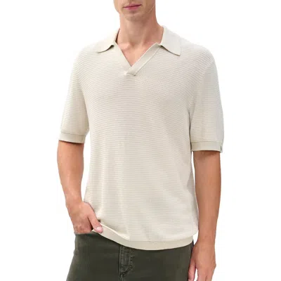 Rag & Bone Harvey Chevron Johnny Collar Polo In Neutral