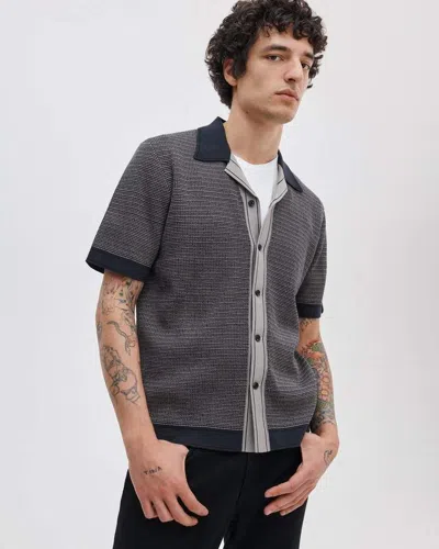 Rag & Bone Harvey Contrast-trim Knit Camp Shirt In Gray