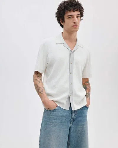 Rag & Bone Harvey Contrast-trim Knit Camp Shirt In Neutral