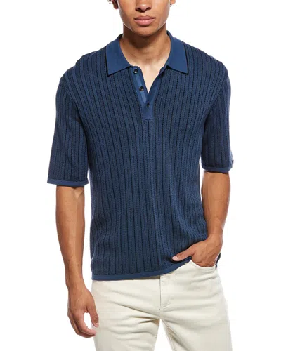 Rag & Bone Harvey Garment Dye Polo Shirt In Blue