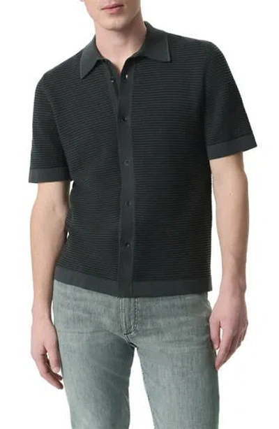 RAG & BONE RAG & BONE HARVEY JACQUARD STRIPE KNIT SHORT SLEEVE BUTTON-UP SHIRT