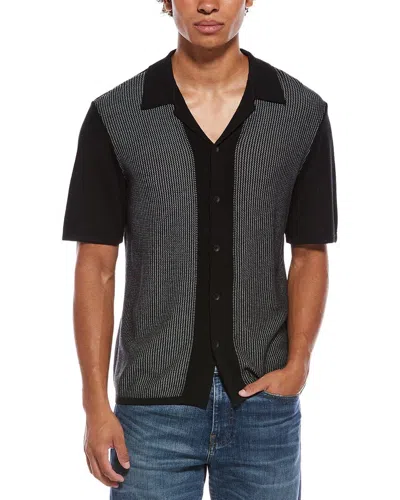 Rag & Bone Harvey Knit Camp Shirt In Black