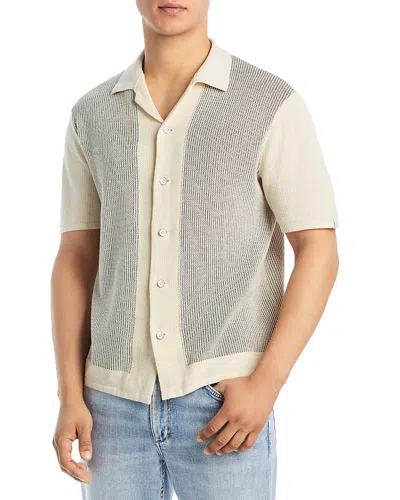 Rag & Bone Harvey Short Sleeve Knit Button-up Camp Shirt In Ivory