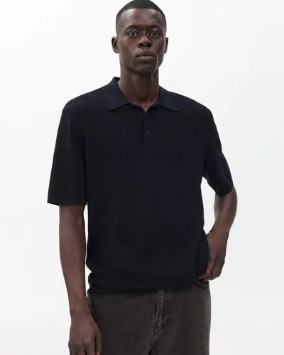 Rag & Bone Harvey Knit Polo Shirt In Black