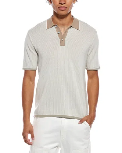 Rag & Bone Harvey Knit Polo Shirt In White
