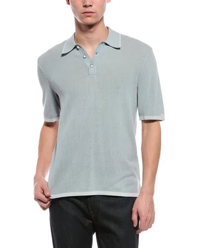 Rag & Bone Harvey Knit Polo Shirt In Blue